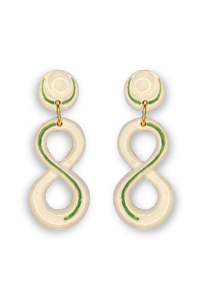Verde | ESPERANZA | Pendientes artesanales símbolo infinito largos hechos a mano 